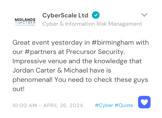 Testimonial from Cyber & Information Risk Manager