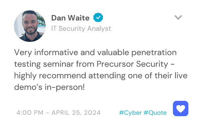 Testimonial from IT Security Analyst